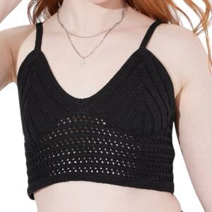 NEW Wild Fable Women's Open Work Sweater Tank Black Medium